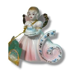 Vintage Josef Original‎ 6th Birthday Angel Girl Figurine 4" Tall Pink Dress